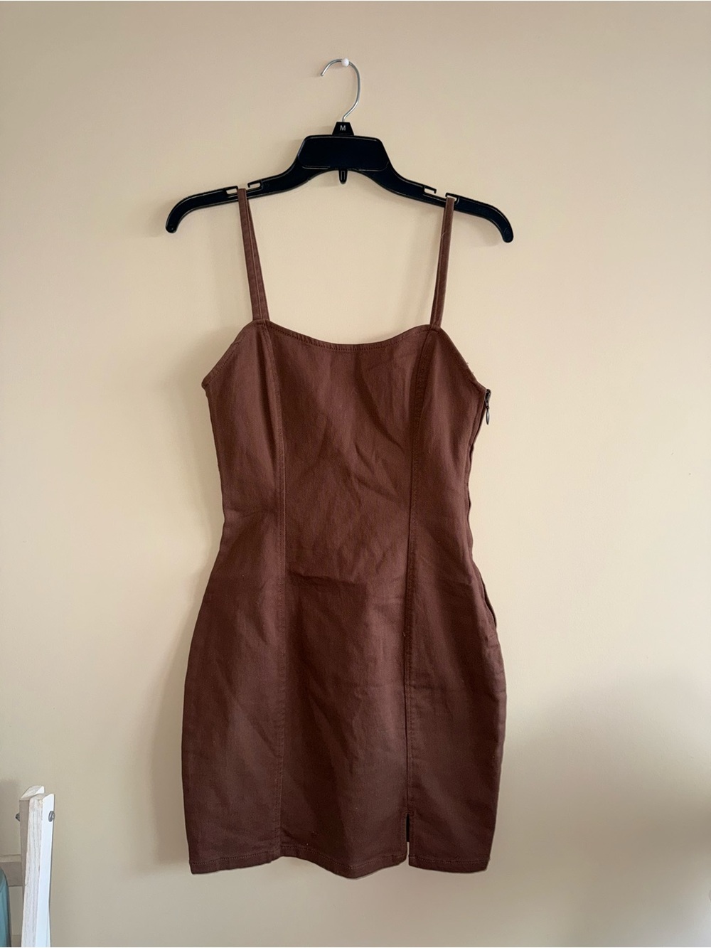 Divided Chocolate Brown Faux-Leather Mini Dress